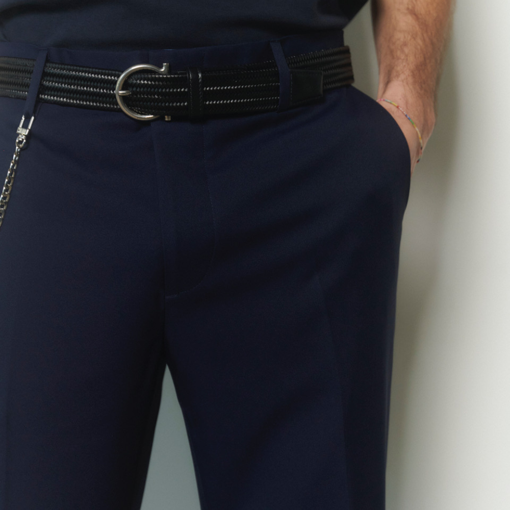 PANTALON POLIESTER AZUL ANTI MANCHAS